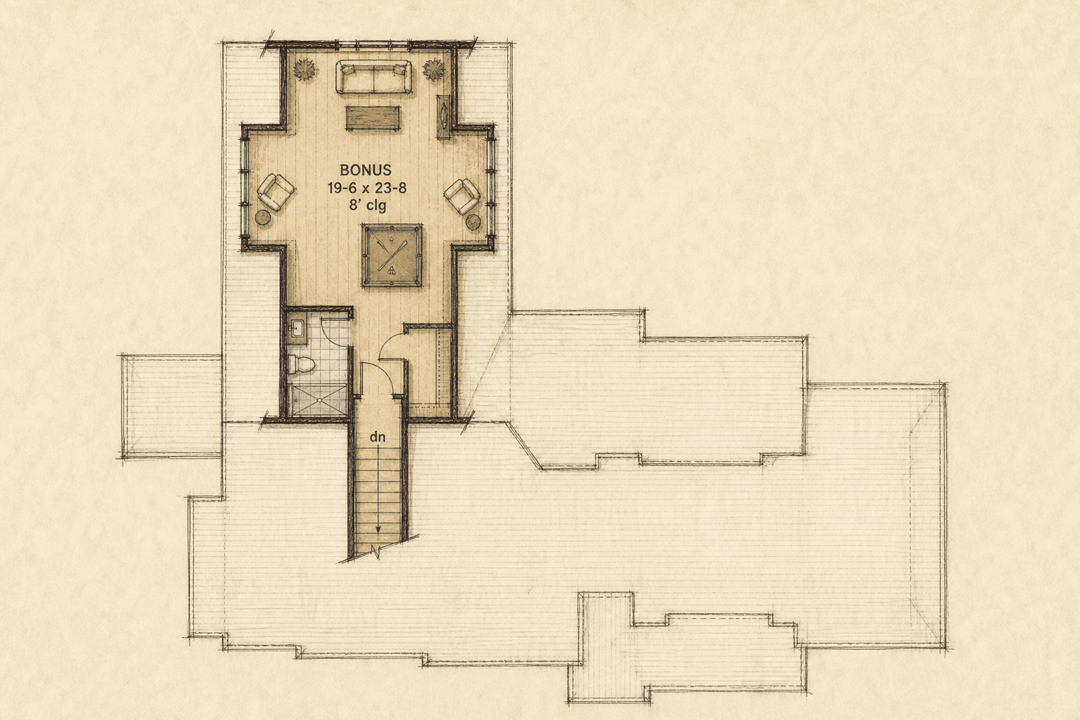 Alvin — upper level floor plan, 535 sq ft